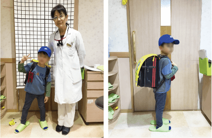 ランドセル姿を見せてくれた男の子